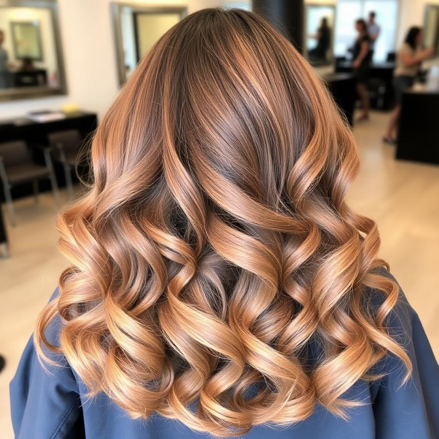 Caramel balayage curls