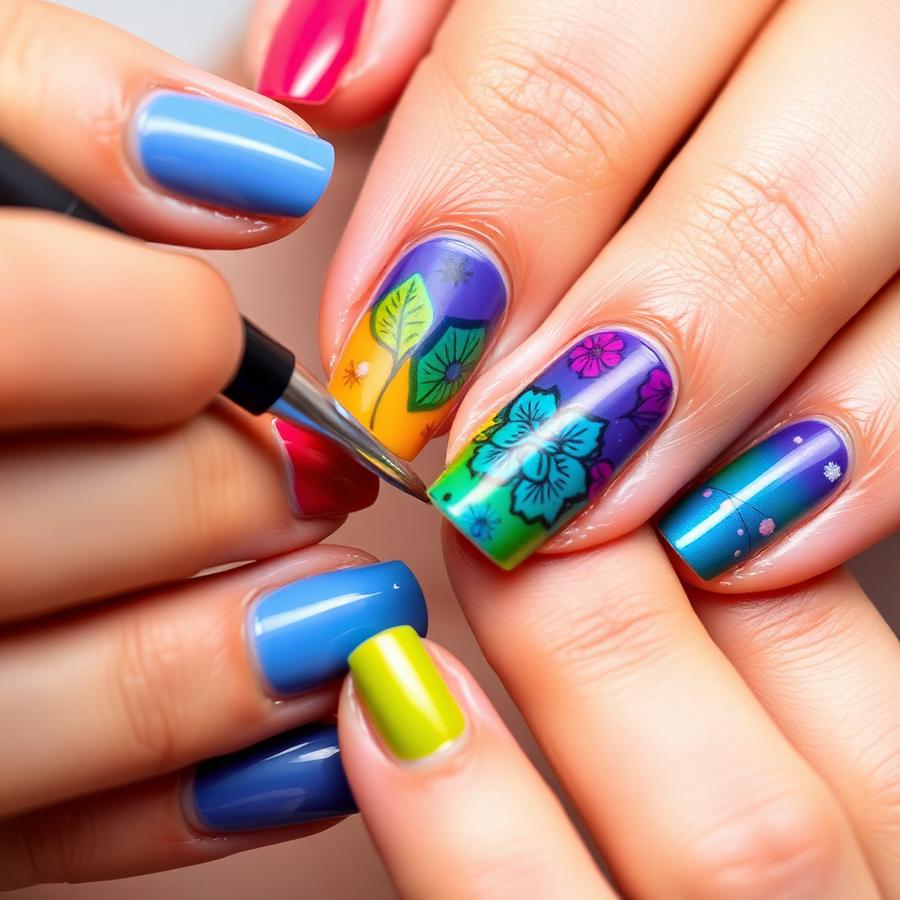 Floral nail art